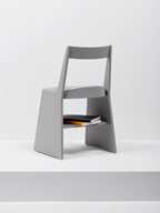 Mattiazzi MC19 FRONDA Chair เก้าอี้โครงไม้ pine พร้อม shelf ใต้ที่นั่งและ steel seat สำหรับพื้นที่ภายในร่วมสมัย