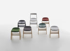 Mattiazzi MC19 FRONDA Stool สตูลโครงไม้ pine พร้อม shelf ใต้ที่นั่งและ steel seat สำหรับพื้นที่ภายในร่วมสมัย