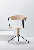 Mattiazzi MC9 UNCINO Version A เก้าอี้ไม้พร้อมฐาน swivel metal ออกแบบโดย Ronan & Erwan Bouroullec