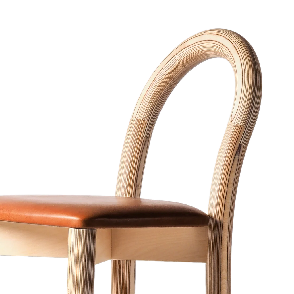Made by Choice GOMA Bar Chair เก้าอี้ bar birch plywood พร้อมเบาะหนัง cognac leather ออกแบบโดย Thomas Sandell