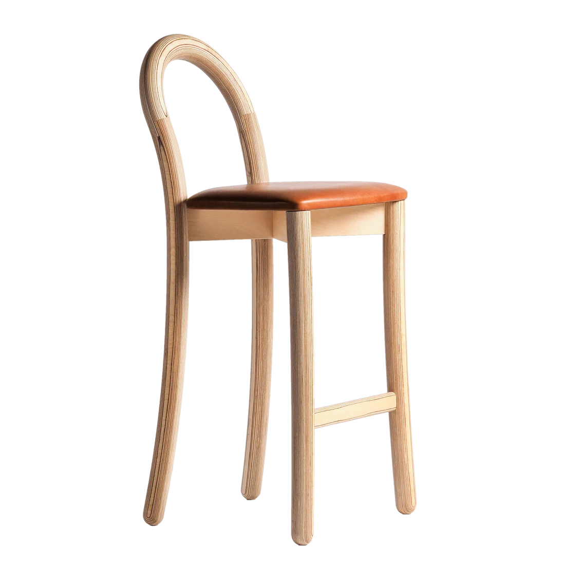 Made by Choice GOMA Bar Chair เก้าอี้ bar birch plywood พร้อมเบาะหนัง cognac leather ออกแบบโดย Thomas Sandell