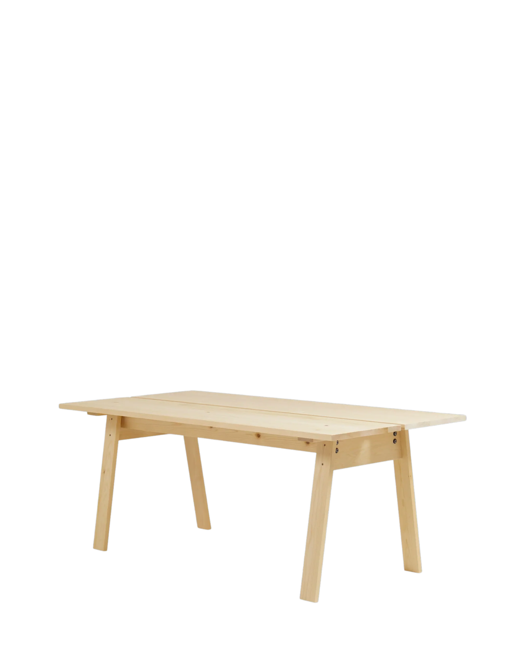 Ishinomaki Laboratory Os Table โต๊ะไม้โครงสร้าง A-frame พร้อมร่องกลางสำหรับสายไฟ ออกแบบโดย Paul Vaugoyeau