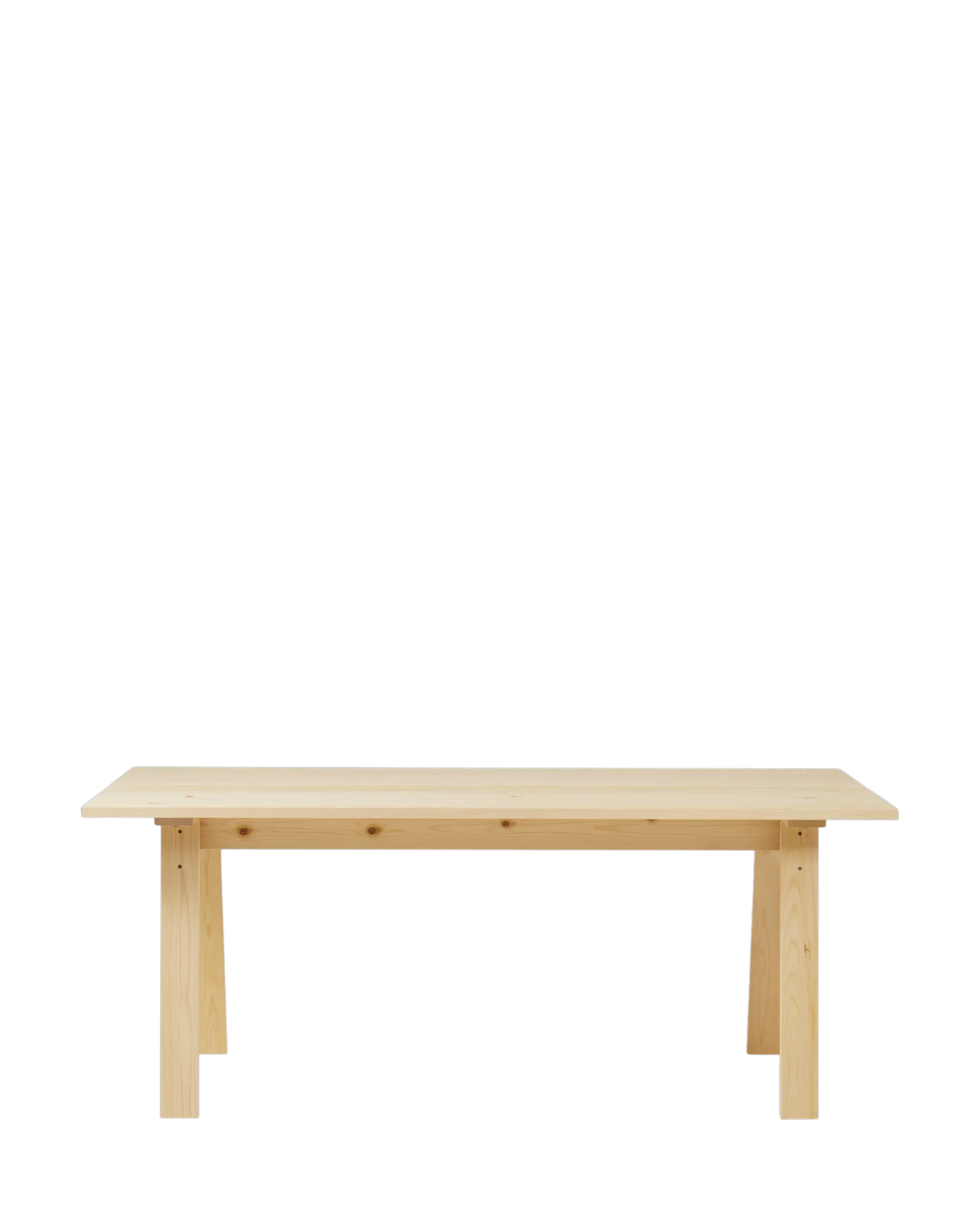 Ishinomaki Laboratory Os Table โต๊ะไม้โครงสร้าง A-frame พร้อมร่องกลางสำหรับสายไฟ ออกแบบโดย Paul Vaugoyeau