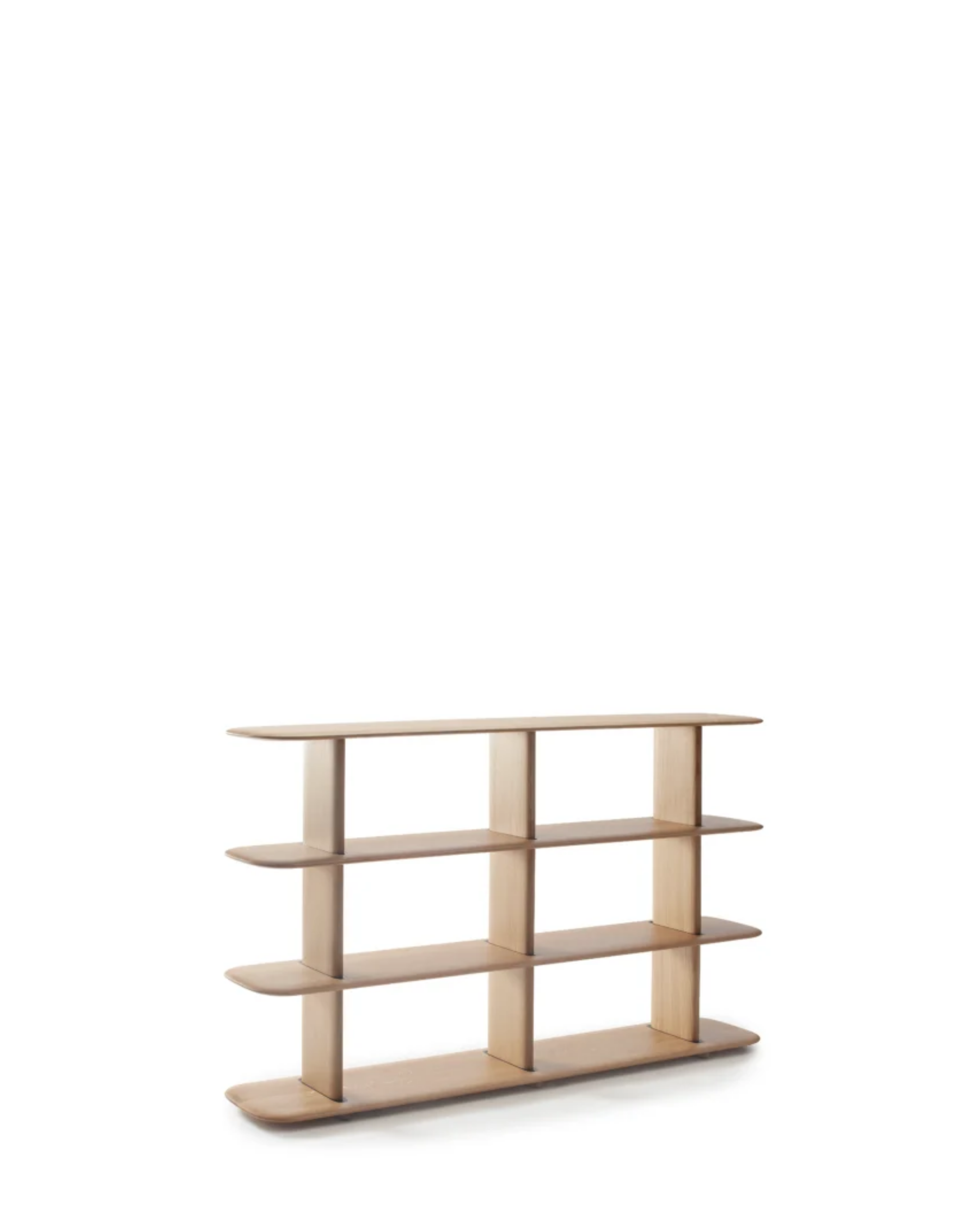 Nikari Poeme Shelf ชั้นวาง oak แบบตั้งพื้นและ modular มีให้เลือกสี่ระดับความสูง ออกแบบโดย Timo Mikkonen และ Antti Rouhunkoski