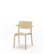 Karimoku New Standard Panorama Armchair เก้าอี้ไม้โอ๊คที่นั่งไม้อัดดัดโค้งพร้อมที่วางแขน ออกแบบโดย Geckeler Michels