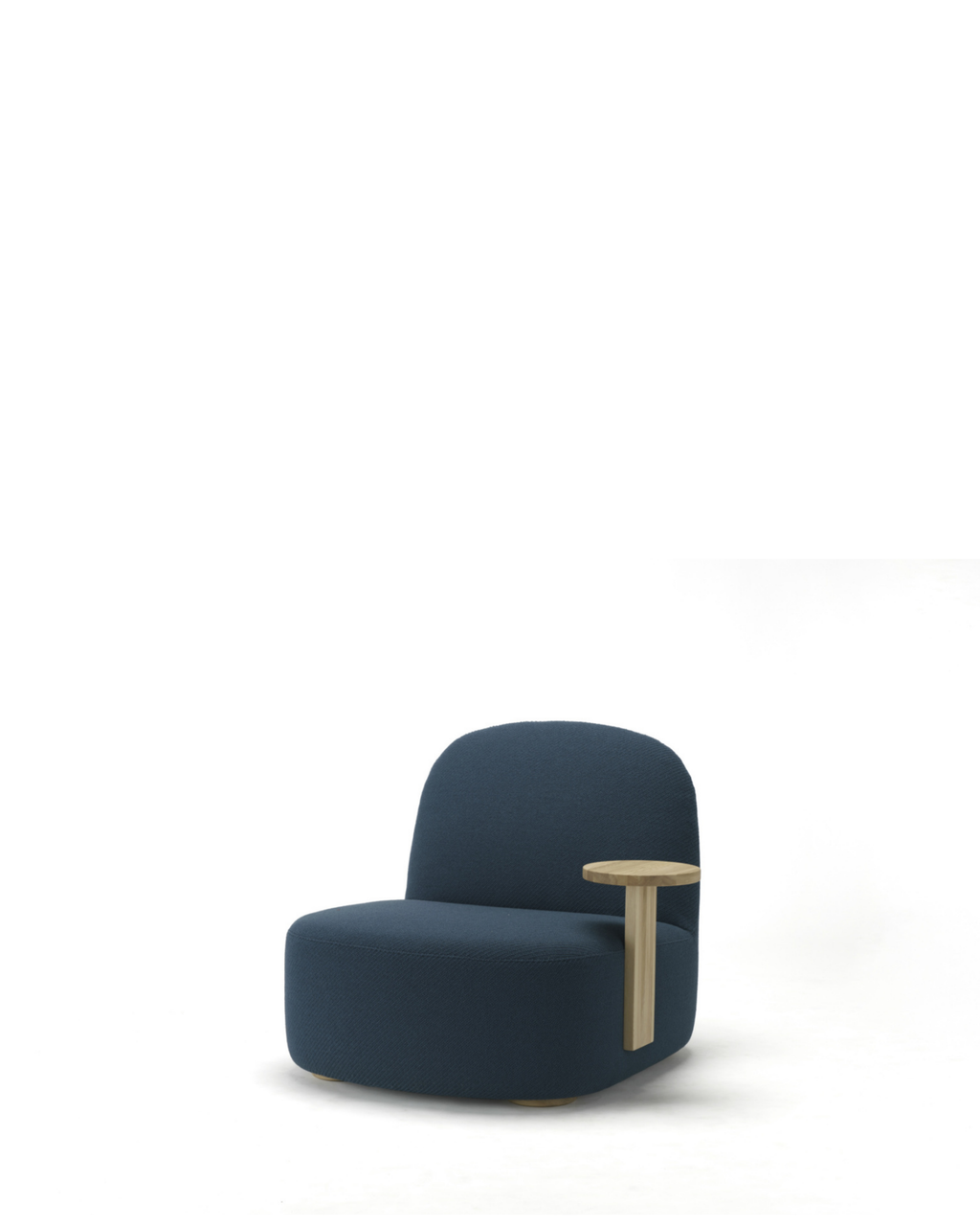Karimoku New Standard Polar Lounge Chair L with Side Table Left เก้าอี้เลานจ์เบาะบุผ้าพร้อมโต๊ะข้างไม้โอ๊ค ออกแบบโดย Moritz Schlatter
