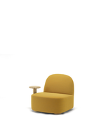Karimoku New Standard Polar Lounge Chair L with Side Table Right เก้าอี้เลานจ์เบาะบุผ้าพร้อมโต๊ะข้างไม้โอ๊ค ออกแบบโดย Moritz Schlatter