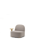 Karimoku New Standard Polar Lounge Chair L with Side Table Right เก้าอี้เลานจ์เบาะบุผ้าพร้อมโต๊ะข้างไม้โอ๊ค ออกแบบโดย Moritz Schlatter
