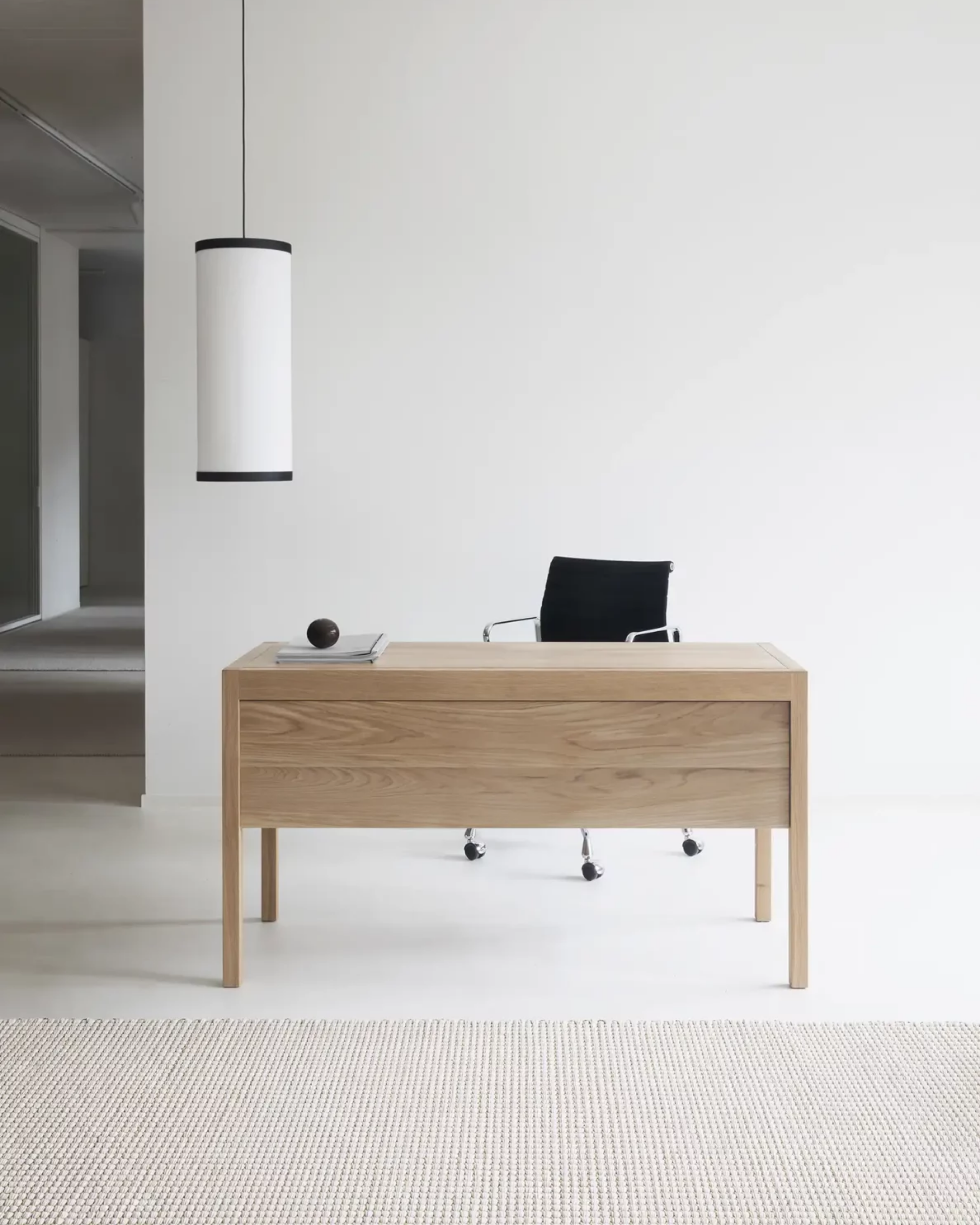 Nikari Seminar Desk Table โต๊ะ birch, ash หรือ oak พร้อมแผงไม้ด้านหน้า ออกแบบโดย Kari Virtanen