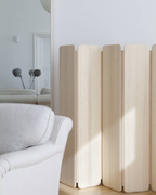 Nikari Separat Space Divider ฉากกั้นพื้นที่ ash หรือ pine เชื่อมต่อด้วย natural leather hinge ออกแบบโดย Cecilie Manz