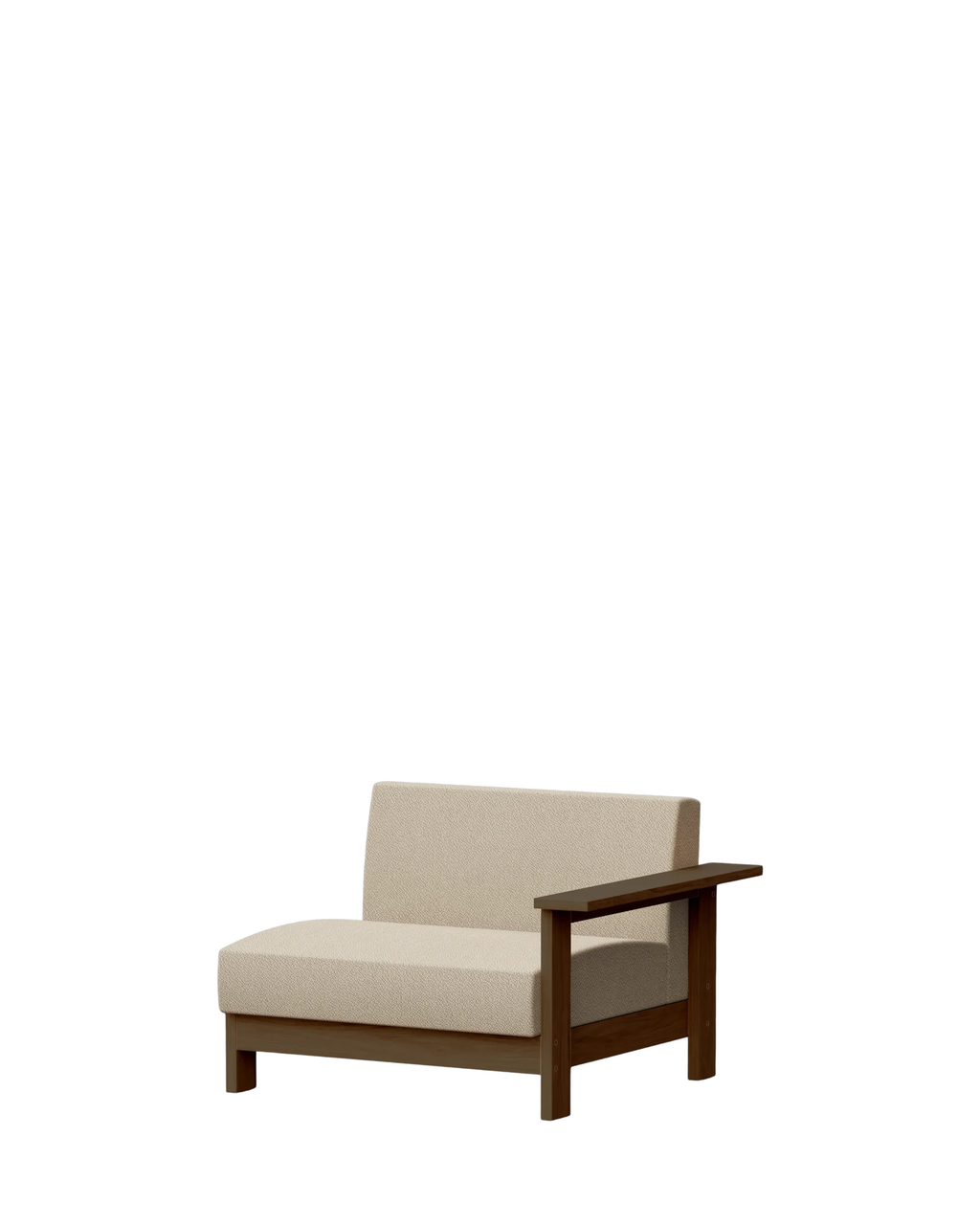 Ishinomaki Laboratory Sofa 1.5P One Arm โซฟากลางแจ้งพนักพิงด้านเดียว โครงไม้ พร้อมเบาะผ้า ออกแบบโดย Keiji Ashizawa