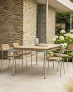 Solas Side Chair เก้าอี้กลางแจ้งไม้สักโครงสแตนเลส ออกแบบโดย Matthew Hilton