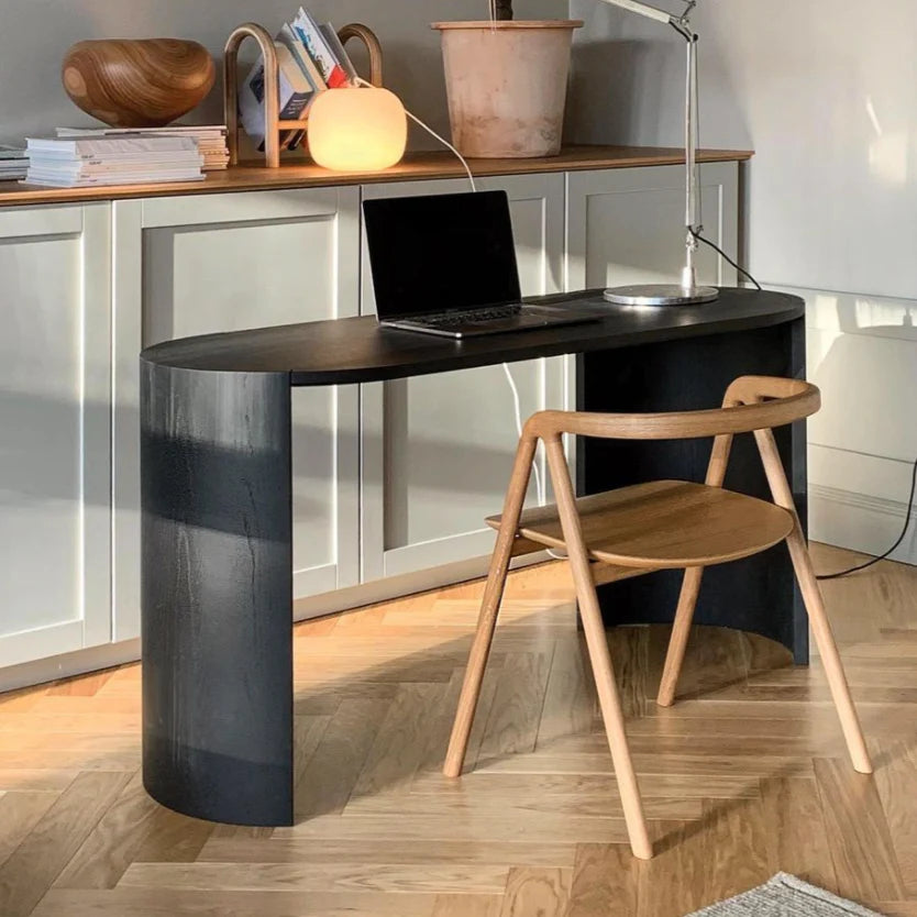Made by Choice AIRISTO Work Desk โต๊ะทำงานไม้ ash พร้อม asymmetric foot structure ออกแบบโดย Joanna Laajisto