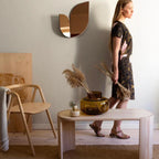 Made by Choice AIRISTO Side Table / Bench เฟอร์นิเจอร์ multifunctional ไม้ ash พร้อม asymmetric foot structure ออกแบบโดย Joanna Laajisto
