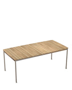 Solas Rectangular Table โต๊ะกลางแจ้งหน้าไม้สักโครงสแตนเลส ออกแบบโดย Matthew Hilton
