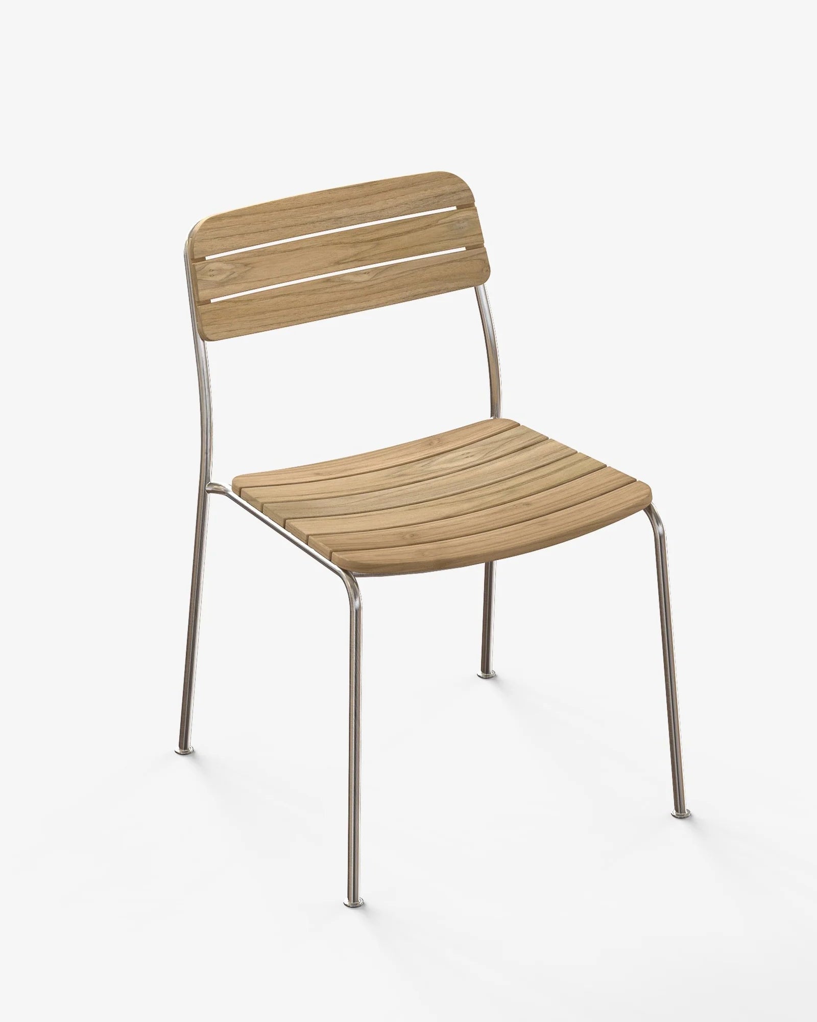 Solas Side Chair เก้าอี้กลางแจ้งไม้สักโครงสแตนเลส ออกแบบโดย Matthew Hilton