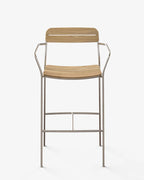 Solas Bar Stool สตูลบาร์กลางแจ้งที่นั่งไม้สักโครงสแตนเลส ออกแบบโดย Matthew Hilton