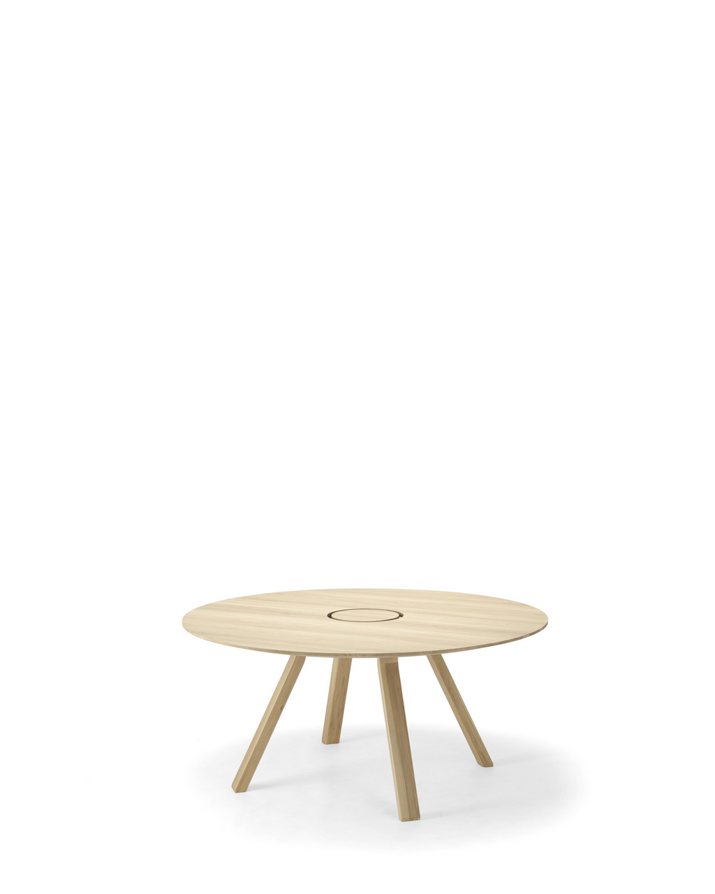 Karimoku New Standard Spectrum Workstation Round ST160 โต๊ะประชุมทรงกลมไม้โอ๊คพร้อมระบบจัดการสายไฟ ออกแบบโดย Geckeler Michels