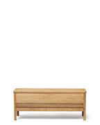 ม้านั่งไม้เก็บของ Form & Refine A Line Storage Bench 111 ช่องแยกสองส่วน หูจับหนัง ขาเฉือนองศา มีให้เลือก Oak, White Oak และ Black