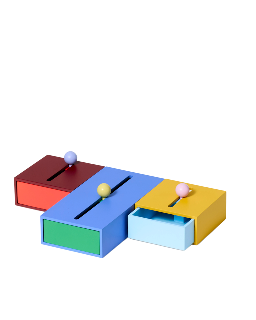 Areaware Cache Box by Kenyon Yeh, minimalist wooden box in warm, playful colors curated by Old Pine Trees for everyday spaces. กล่องเก็บของดีไซน์มินิมอลจาก Areaware ผลงานของ Kenyon Yeh สีสันเรียบแต่สนุก คัดสรรโดย Old Pine Trees