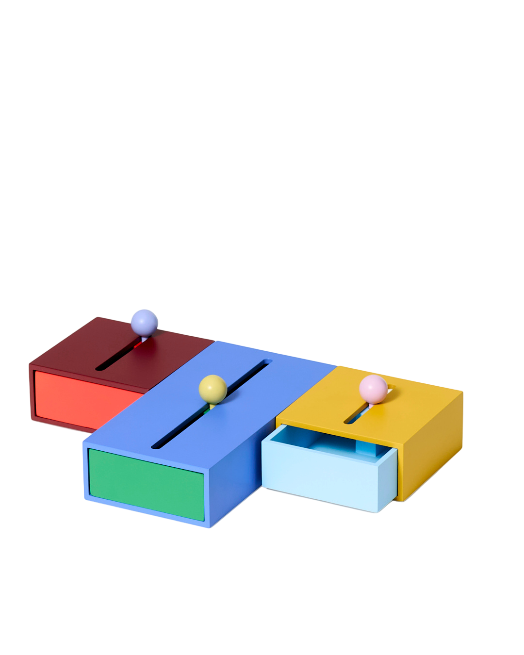Areaware Cache Box by Kenyon Yeh, minimalist wooden box in warm, playful colors curated by Old Pine Trees for everyday spaces. กล่องเก็บของดีไซน์มินิมอลจาก Areaware ผลงานของ Kenyon Yeh สีสันเรียบแต่สนุก คัดสรรโดย Old Pine Trees