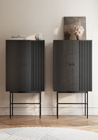 Array Highboard (80 cm) ตู้เก็บของไม้ oak veneer พร้อมขาโลหะสีดำ ออกแบบโดย Says Who