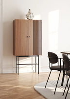 Array Highboard (80 cm) ตู้เก็บของไม้ oak veneer พร้อมขาโลหะสีดำ ออกแบบโดย Says Who