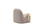 Karimoku New Standard Polar Lounge Chair L with Side Table Right เก้าอี้เลานจ์เบาะบุผ้าพร้อมโต๊ะข้างไม้โอ๊ค ออกแบบโดย Moritz Schlatter