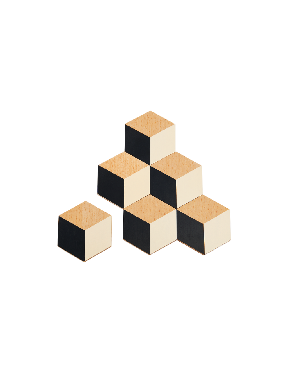 Areaware Table Tiles by Bower Studios, geometric beech-and-cork coasters that form playful 3D mosaics, curated by Old Pine Trees. เซ็ตจานรองแก้วไม้และคอร์กจาก Areaware ผลงานของ Bower Studios จัดวางต่อกันได้เป็นลวดลายสามมิติ คัดสรรโดย Old Pine Trees