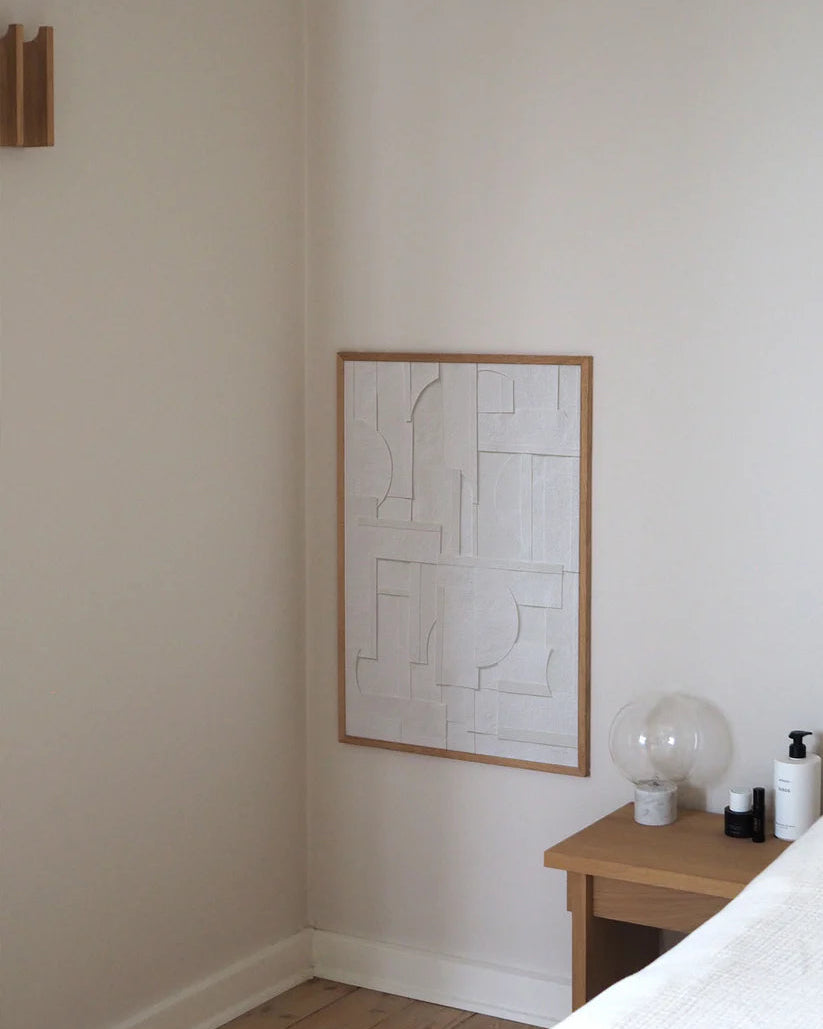 โปสเตอร์ศิลปะ Realism No. 44 จาก Atelier CPH ลวดลายเส้นแนวตั้งและแนวนอน โทนสีขาว เรียบสงบ สไตล์มินิมอลสแกนดิเนเวีย