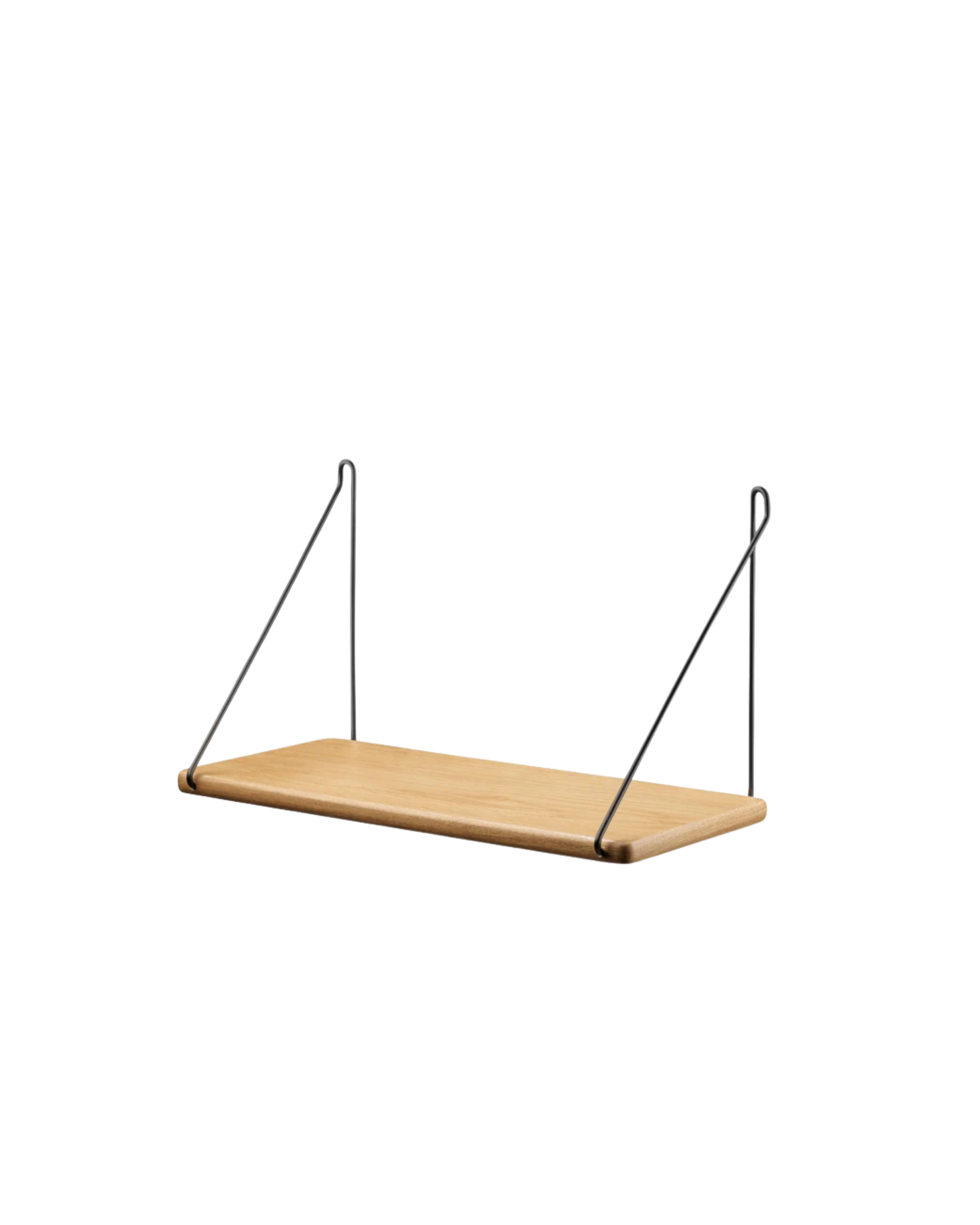 FDB Møbler B145 Shelf ชั้นวางติดผนังไม้ oak veneer พร้อมขาเหล็ก ออกแบบโดย Ejvind A. Johansson
