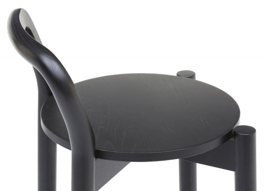 Karimoku New Standard Castor Bar Stool with Backrest High สตูลบาร์ไม้โอ๊คมีพนักพิง