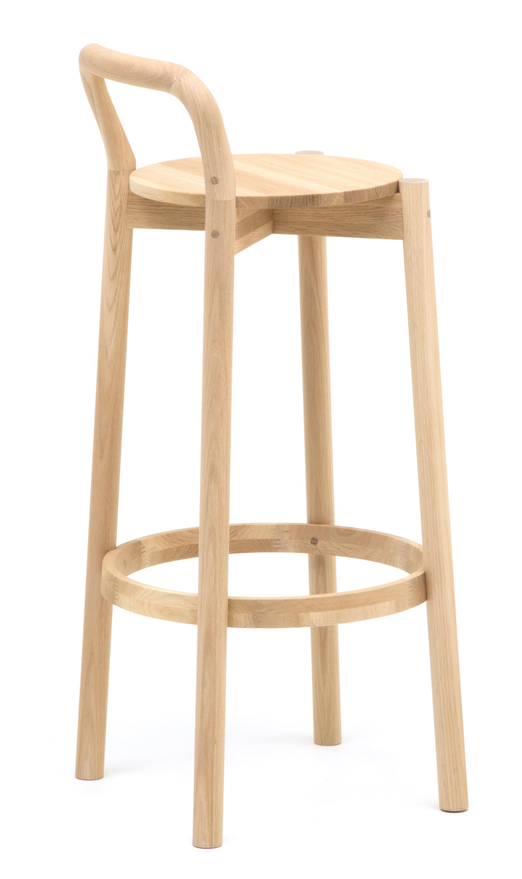 Karimoku New Standard Castor Bar Stool with Backrest High สตูลบาร์ไม้โอ๊คมีพนักพิง