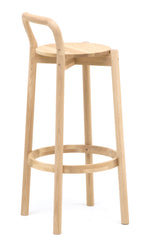 Karimoku New Standard Castor Bar Stool with Backrest High สตูลบาร์ไม้โอ๊คมีพนักพิง