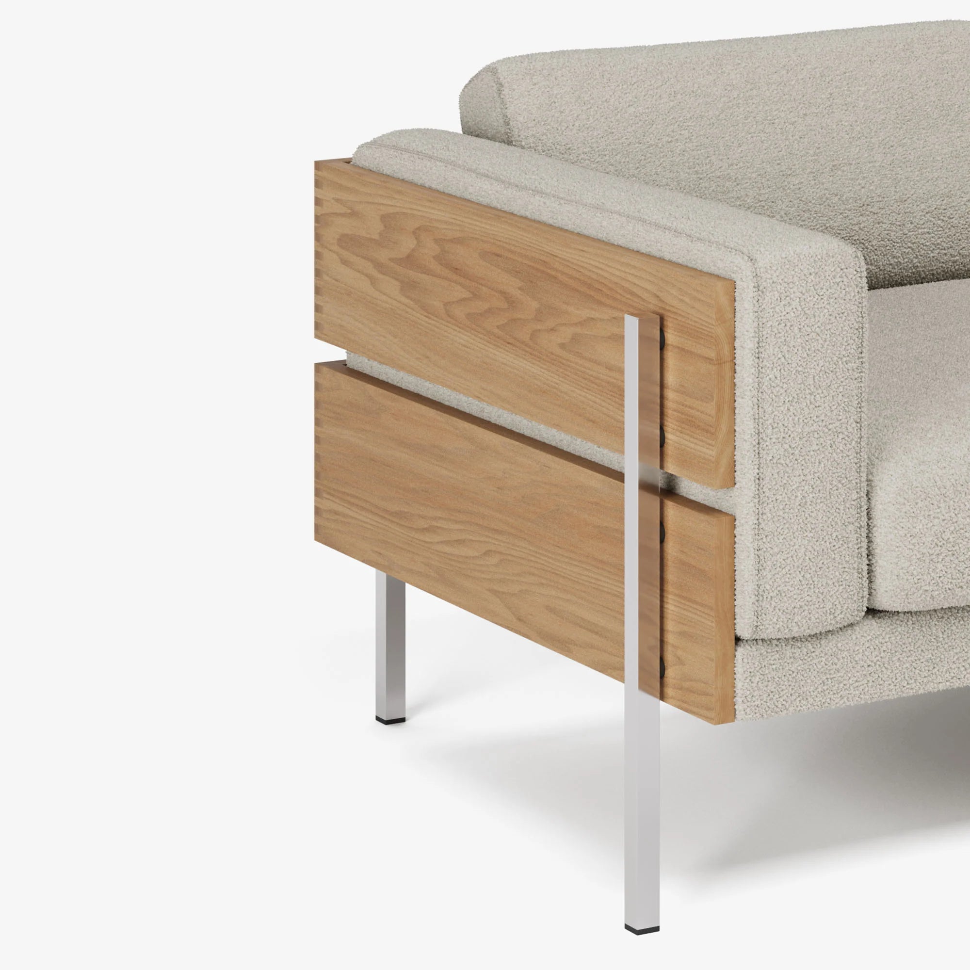 Forum 3-Seater Sofa โซฟาไม้ดีไซน์ mid-century พร้อมโครงไม้เปิดด้านนอก ออกแบบโดย Robin Day