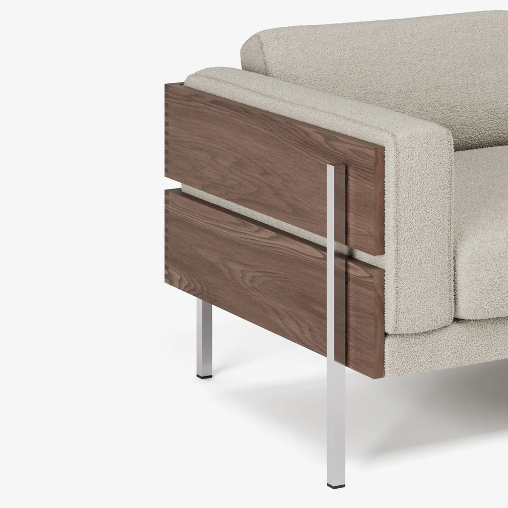 Forum 3-Seater Sofa โซฟาไม้ดีไซน์ mid-century พร้อมโครงไม้เปิดด้านนอก ออกแบบโดย Robin Day