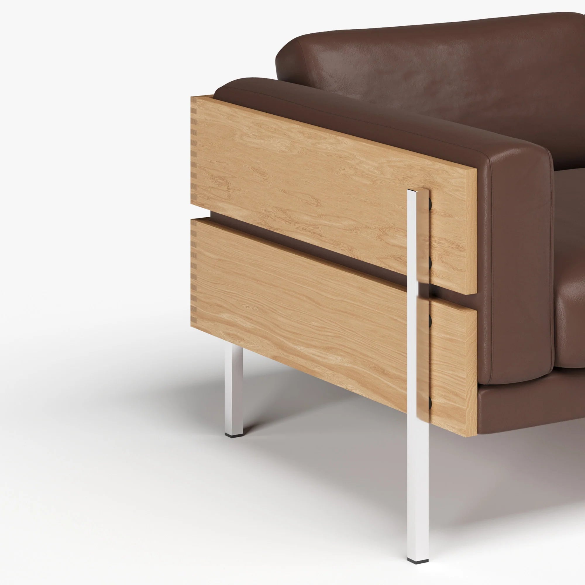 Forum 3-Seater Sofa โซฟาไม้ดีไซน์ mid-century พร้อมโครงไม้เปิดด้านนอก ออกแบบโดย Robin Day