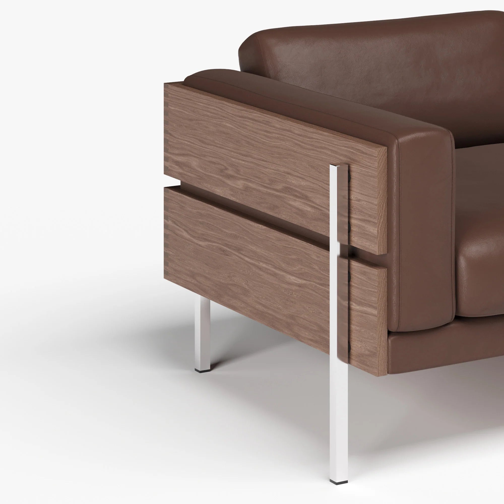 Forum 3-Seater Sofa โซฟาไม้ดีไซน์ mid-century พร้อมโครงไม้เปิดด้านนอก ออกแบบโดย Robin Day