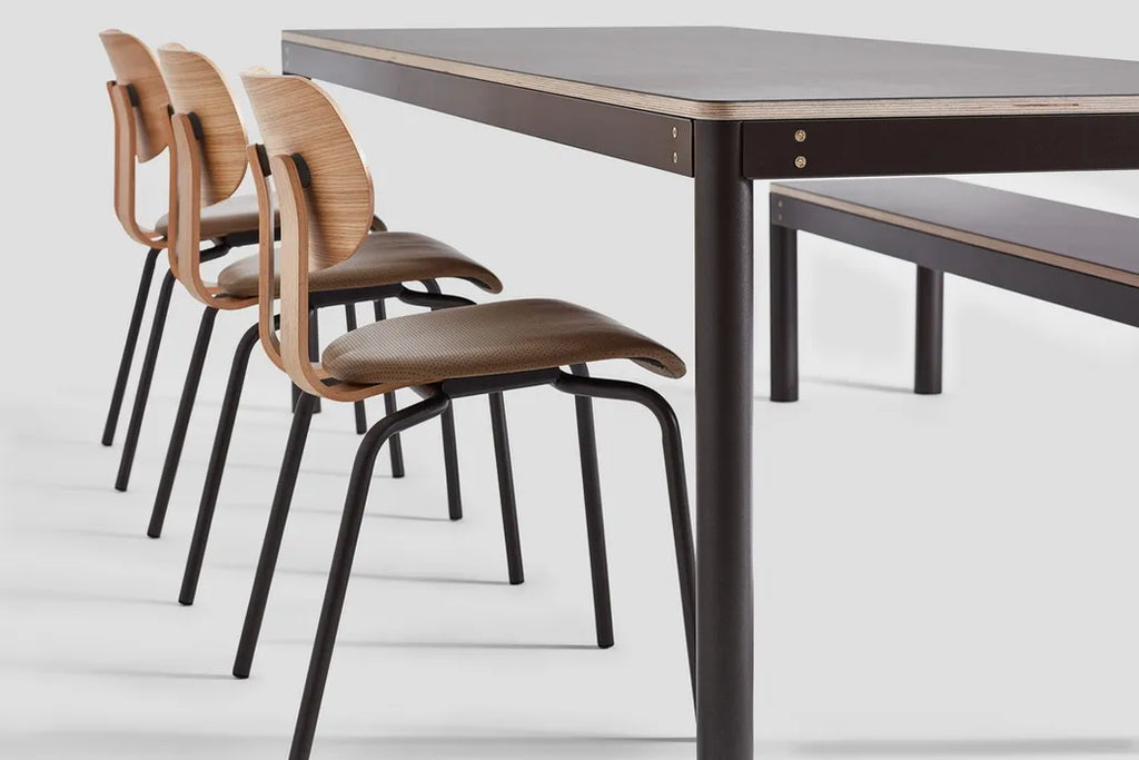 Very Good & Proper HD Chair Stacking เก้าอี้โครงเหล็ก ที่นั่ง plywood ซ้อนเก็บได้ ออกแบบโดย John Tree