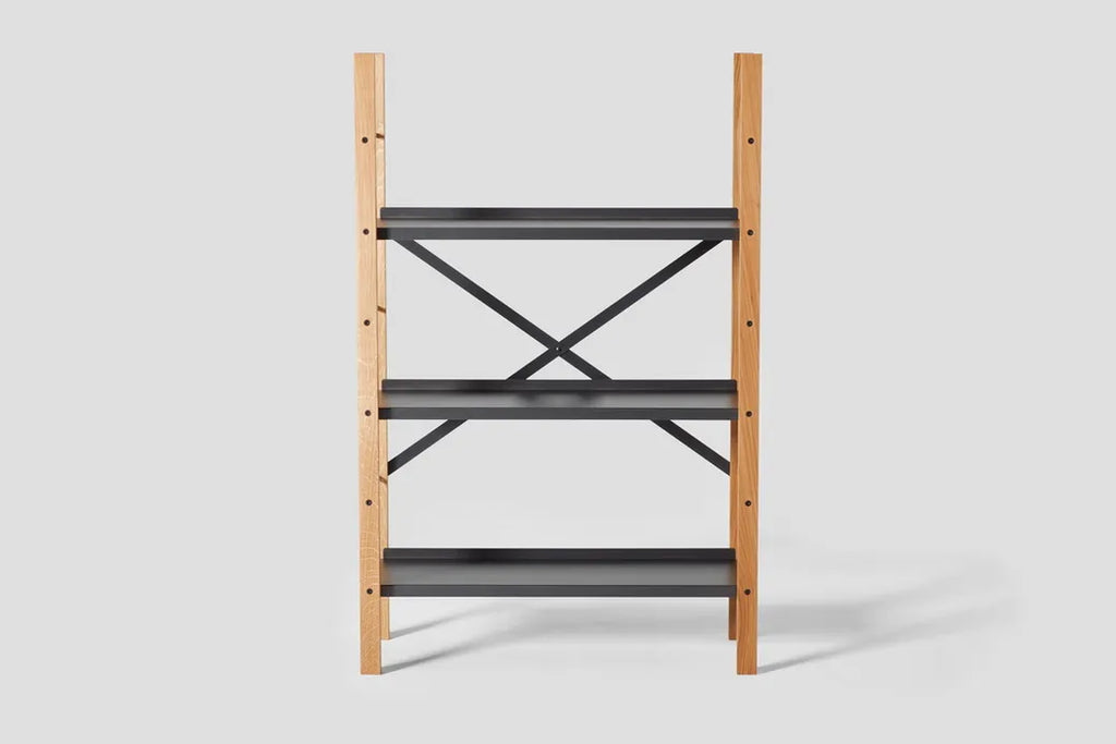 Very Good & Proper Croquet Freestanding Shelving ชั้นวางของ freestanding โครงไม้ oak และเหล็ก modular ออกแบบโดย Michael Marriott