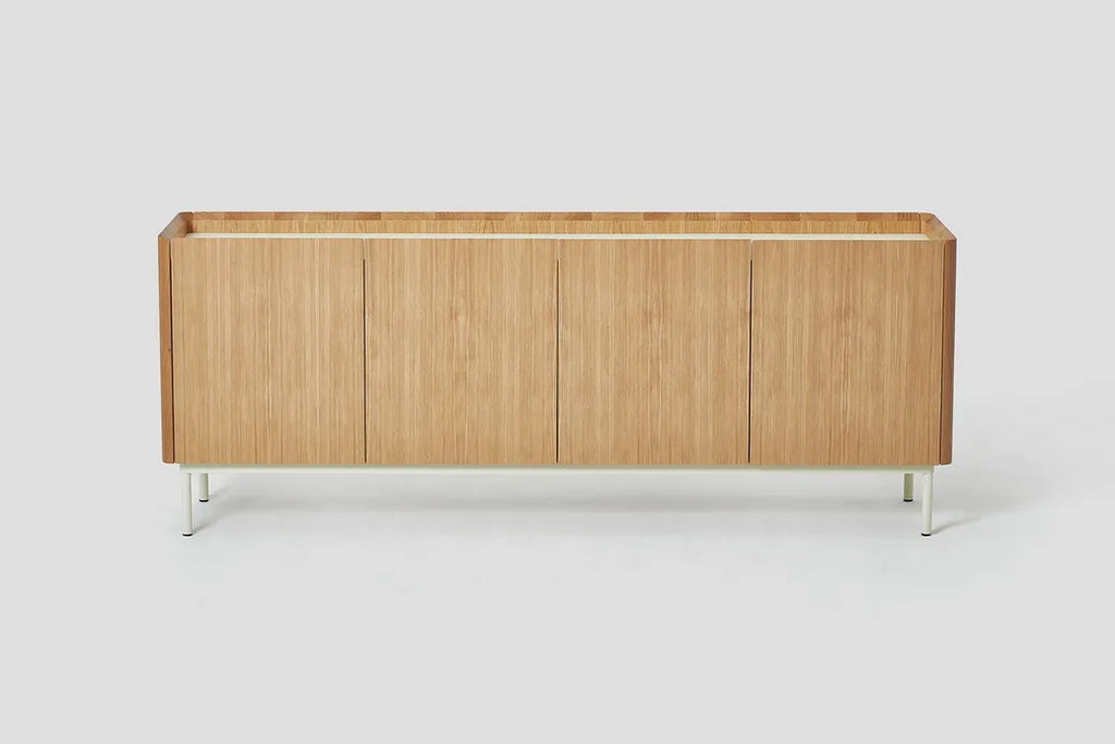 Very Good & Proper Valley Cabinet ตู้เก็บของไม้ oak พร้อม top linoleum และฐานเหล็ก ออกแบบโดย Daniel Schofield