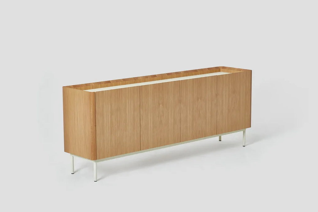 Very Good & Proper Valley Cabinet ตู้เก็บของไม้ oak พร้อม top linoleum และฐานเหล็ก ออกแบบโดย Daniel Schofield