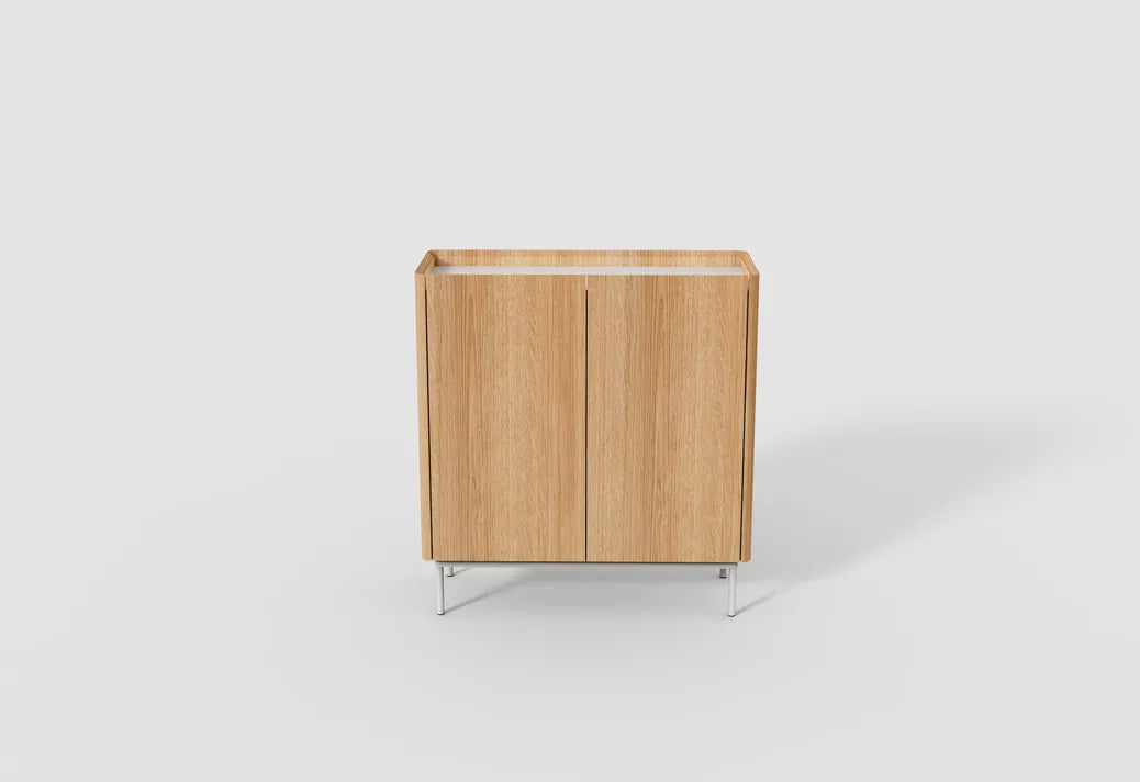 Very Good & Proper Valley Cabinet ตู้เก็บของไม้ oak พร้อม top linoleum และฐานเหล็ก ออกแบบโดย Daniel Schofield
