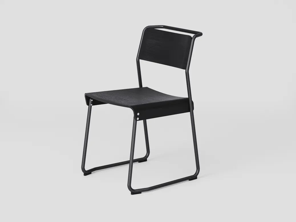 Very Good & Proper Canteen Utility Chair เก้าอี้โครงเหล็ก ที่นั่ง plywood แบบซ้อนเก็บได้ ออกแบบโดย Ed Carpenter และ André Klauser