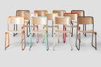 Very Good & Proper Canteen Utility Chair เก้าอี้โครงเหล็ก ที่นั่ง plywood แบบซ้อนเก็บได้ ออกแบบโดย Ed Carpenter และ André Klauser