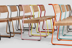 Very Good & Proper Canteen Utility Chair เก้าอี้โครงเหล็ก ที่นั่ง plywood แบบซ้อนเก็บได้ ออกแบบโดย Ed Carpenter และ André Klauser