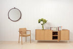 Very Good & Proper Valley Cabinet ตู้เก็บของไม้ oak พร้อม top linoleum และฐานเหล็ก ออกแบบโดย Daniel Schofield