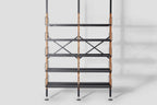 Very Good & Proper Croquet Compression Shelving ชั้นวางของแบบ floor-to-ceiling โครงไม้ oak และเหล็ก modular ออกแบบโดย Michael Marriott
