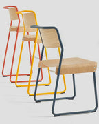Very Good & Proper Canteen Utility Counter Stool สตูลโครงเหล็ก ที่นั่ง plywood แบบซ้อนเก็บได้ ออกแบบโดย Ed Carpenter และ André Klauser