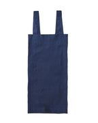 Linen square cross apron navy ผ้ากันเปื้อนลินิน 100% สีน้ำเงินเข้ม ดีไซน์ครอสด้านหลัง สวมใส่ง่าย คลุมเต็มตัว จาก Fog Linen Work โดย Old Pine Trees
